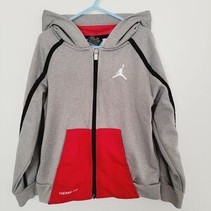 Jordan zipper hoodie gray red and black kids' size 7